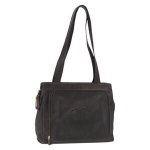 CHANEL Matelasse Tote Bag Lamb Skin Brown Gold CC Auth bs32114